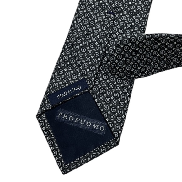 PROFUOMO Black/Gray Geometric Silk LUXURY Tie ITALY - Picture 4 of 4